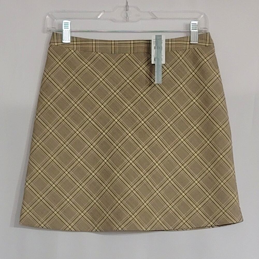 2/$25 NWT The Limited Stretch Brown Tan Plaid Y2K Schoolgirl Mini Skirt Size: 2